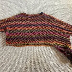 Handmade Crochet Knit Relaxed Oversized Multicolor Rainbow Large Pullover